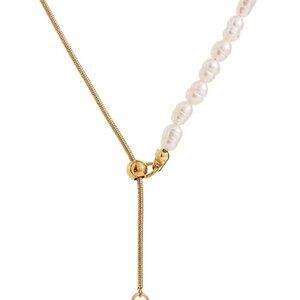 Elegant Freshwater Pearl Necklace with 18k Gold Plated Chain for Women